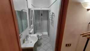 a bathroom with a sink and a shower and a toilet at Emerald House in Augusta in Augusta