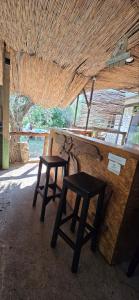 two stools sitting at a counter in a room at My Olive Garden Camp in Bar +75 photos