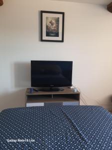 a bedroom with a bed and a flat screen tv at Montgrailloux - Chambilly in Chambilly