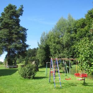 Landhaus Almer في تزفيسل: حديقة مع ملعب مع إطار تسلق