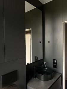 a bathroom with a sink and a mirror at Neboskhyl House in Khorosno +22 photos