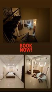 a collage of three pictures of a living room and a stairway at Heritage Home in Guwahati +7 photos