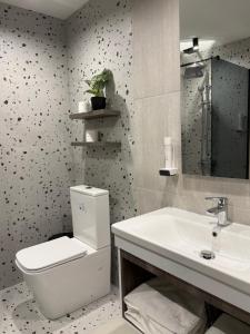 a bathroom with a toilet and a sink at Sliv in Vinica +4 photos