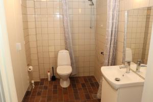 a bathroom with a toilet and a sink at Neckelmanns BnB Room 37 in Aalborg