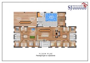 a floor plan of the floor plan of the resort at Eksklusivt Luksusferiehus Med Pool Sj455 in Harboør