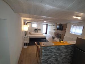 ein Zimmer mit Küche und Wohnzimmer in der Unterkunft Panoramic Hause in Uttenweiler