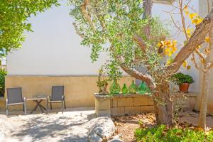 a tree in a yard with chairs and a table at Masseria L'Uliveto Agri Resort in Otranto