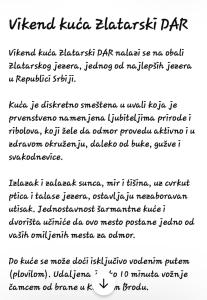 a document with the text of the wizard ninja bat at Vikend kuća Zlatarski DAR in Nova Varoš