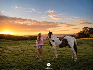 a young girl standing next to a horse in a field at Rancho Sol Poente - Rancho Queimado - SC in Rancho Queimado +57 photos