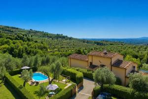 an aerial view of a villa with a swimming pool at Villa Le Balze Large Private Pool WiFi in Florence