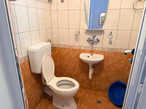 a small bathroom with a toilet and a sink at Guest House Dayana Double Room 1 in Ravda