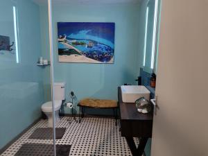 a bathroom with a sink and a toilet at Serendipity Garden Studio Gateway to Kruger and Panorama Route in Kampersrus AH