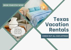 a poster of a bedroom with a bed at Charming 1BR Getaway - Private, Pet Friendly, TV in Texas City +10 photos