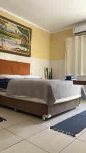 ein Schlafzimmer mit einem großen Bett in einem Zimmer in der Unterkunft Kitnet 17D in São Luís