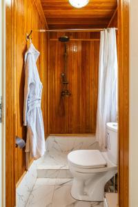 a bathroom with a toilet and a shower at Tau Shyraq in Almaty +30 photos