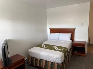 a small bedroom with a bed and a television at Royal Motel in Allentown
