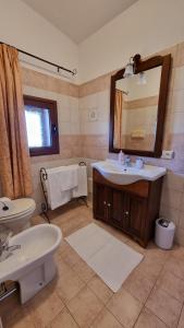 a bathroom with a sink and a mirror at Casa Manchia in Loiri