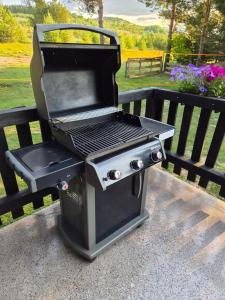 a barbecue grill sitting on a park bench at Danka Riverside House in Livno