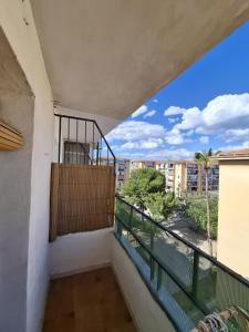a balcony with a view of a building at Leidy in Alicante