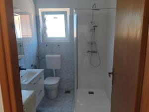a bathroom with a shower and a toilet and a sink at Apartments by the sea Ugljan - 846 in Ugljan