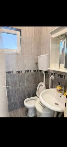 a bathroom with a toilet and a sink at Miković Apartments in Herceg-Novi