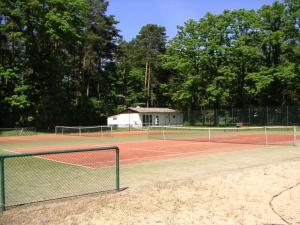 a tennis court with two tennis courts at Forest park at Roofensee in Stechlin