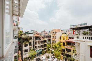 an overhead view of a city with buildings at BOHO Homestay No10 Alley 08 Ton That Thiep - Hanoi in Hanoi