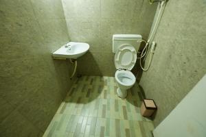 a bathroom with a toilet and a sink at Shabeer's White Castle in Ooty