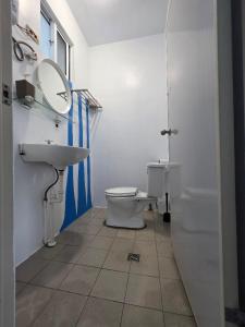 a bathroom with a toilet and a sink and a mirror at 蘭嶼 262 民宿 in Lanyu +15 photos