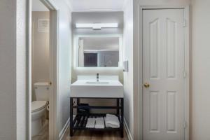 a bathroom with a sink and a mirror at Red Roof Inn Manchester, TN in Manchester +11 photos