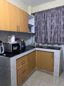 a kitchen with a sink and a microwave on a counter at Nesty Homes in Gitura +2 photos