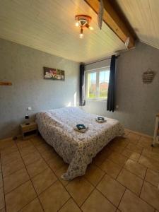 a bedroom with a bed in a room with a window at chambre ZEN home Sérénité in Hazelbourg