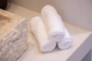 a couple of rolls of toilet paper on a counter at Ethereal House - Seafront by Cheronissos Beach in Cherronisos +39 photos