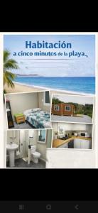 a collage of pictures of a bathroom and a hotel at Mar y campo in Algarrobo-Costa