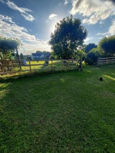a field with a fence and a tree in the distance at Beautiful 1-Bed Apartment in Sandy in Sandy +9 photos