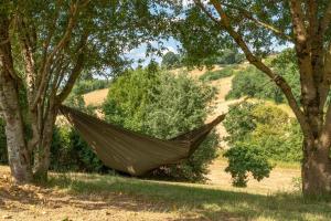 a hammock hanging between two trees in a field at La Bastide de Sherlock in Troncens