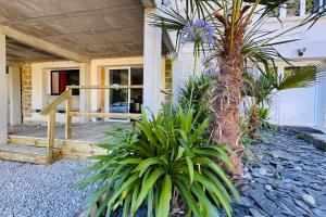 a porch of a house with plants in front of it at Le Manana in Crozon