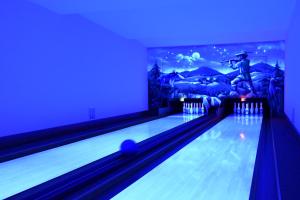 a game room with a bowling alley at Hotel & Restaurant Waldblick in Pulsnitz