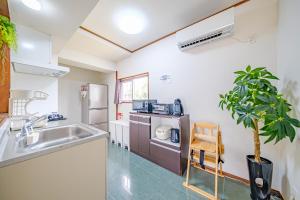 a kitchen with a sink and a counter top at キジムナー MIYAKO Hotel in Miyakojima +15 photos