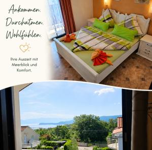 a bedroom with a bed and a window with a view at Ferienwohnung Prestele in Risika