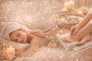 a woman in a spa getting a massage at Relax Ferienwohnung in Odernheim