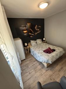 a bedroom with a bed in a room at Le repos des sommets in La Bourboule