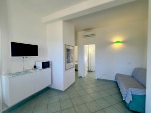 a living room with a television and a couch at Colibrì by SolturElba in Capoliveri
