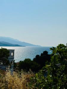 a clock tower on the side of a body of water at Mitso's Talo in Samos