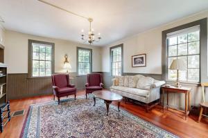 a living room with a couch and two chairs at National Historic Landmark Home in Wiscasset Village w/ Complimentary Tour in Wiscasset