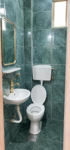 a bathroom with a toilet and a sink at Hostel Backpacker in Ulcinj