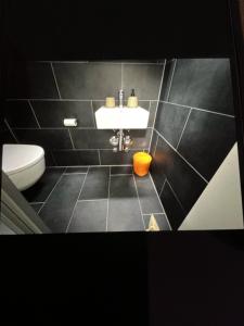 a bathroom with a sink and a toilet at Bellavista in Bern