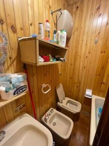 a small bathroom with a toilet and a sink at Montanara Home in Camigliatello Silano