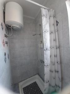 a bathroom with a shower with a shower curtain at Apartment Maya in Banjole