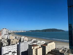 a view of the beach from the top of a building at Flat em Santos próximo a praia e Vila Belmiro in Santos